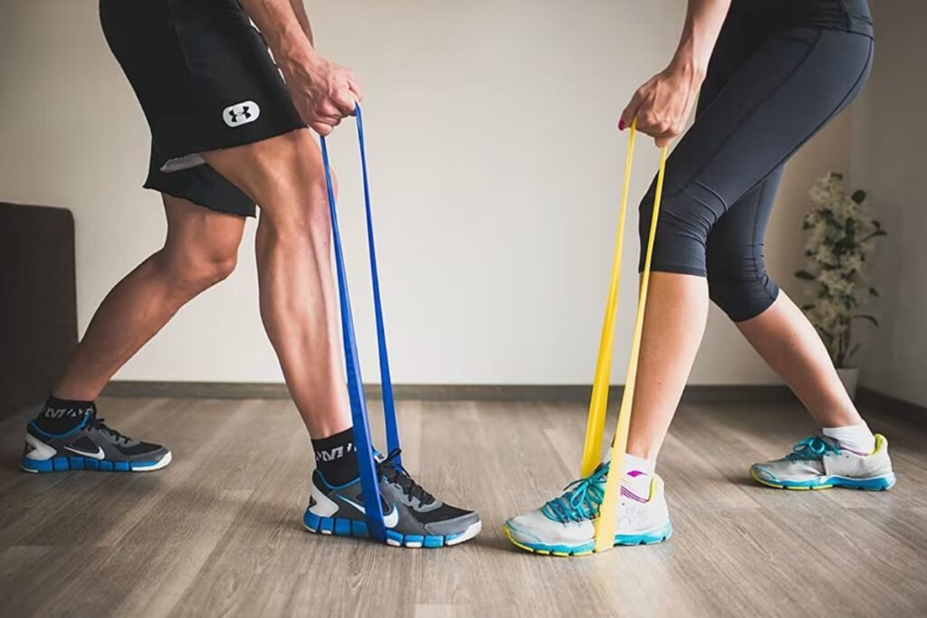diferentes resistencias de bandas elásticas para entrenar en casa
