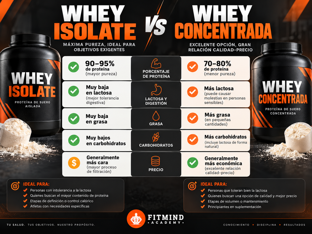 proteína isolate whey comparada con whey concentrada